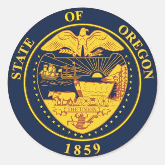 Oregon State Seal Ronde Sticker (Voorkant)