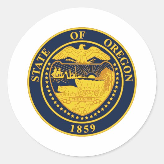 Oregon State Seal Ronde Sticker (Voorkant)
