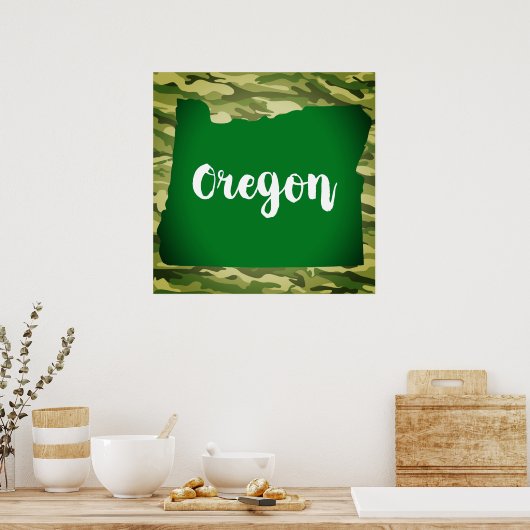 Oregon State Silhouette Camo Wall Poster (Keuken)