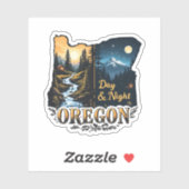 Oregon State Sticker | Day & Night Landscape Art (Vel)