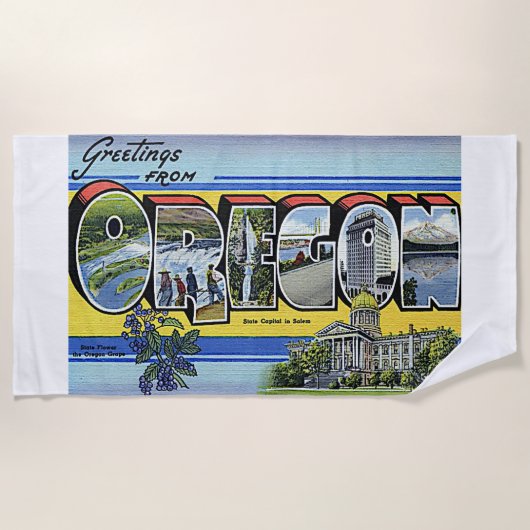 Oregon State USA Americana Retro Colorful Art Strandlaken (Voorkant)