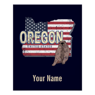 Oregon State Verenigde Staten Retrokaart USA Souve Perfect Poster