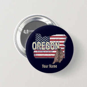 Oregon State Verenigde Staten Retrokaart USA Souve Ronde Button 5,7 Cm