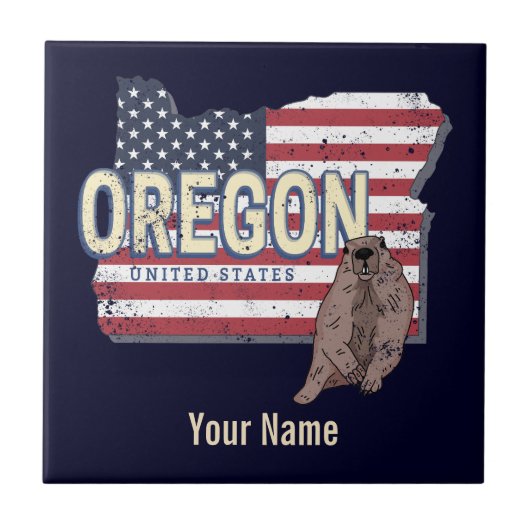 Oregon State Verenigde Staten Retrokaart USA Souve Tegeltje (Voorkant)