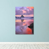 Oregon strand en zee stacks, zonsondergang canvas afdruk (Insitu (Houten vloer))