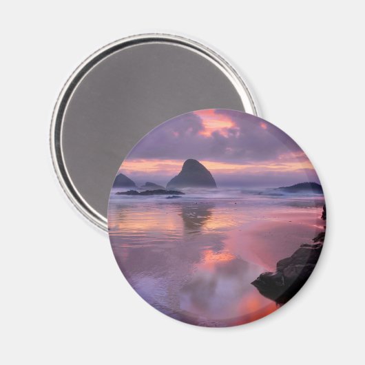 Oregon strand en zee stacks, zonsondergang magneet (Voorkant / Achterkant)