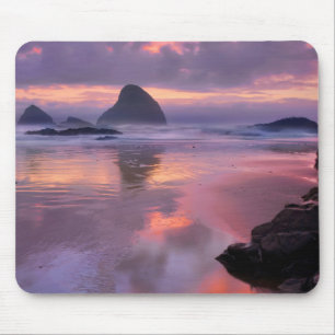 Oregon strand en zee-stapels, zonsondergang muismat