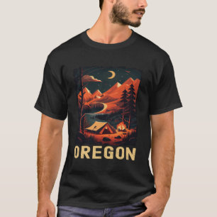 Oregon Sunset retro jaren 70 wandelcamping T-shirt