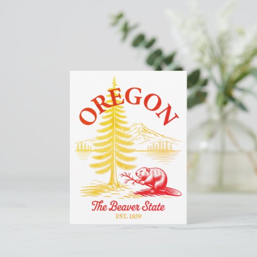 Oregon The Beaver State Est. 1859 Briefkaart (Staand voorkant)