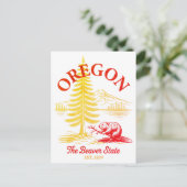 Oregon The Beaver State Opgericht in 1859 Briefkaart (Staand voorkant)