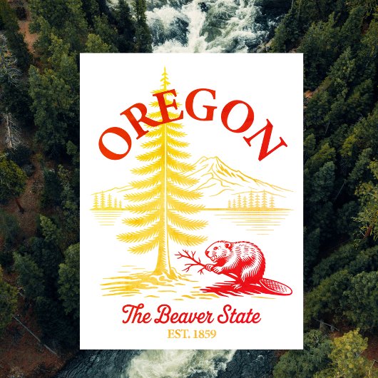 Oregon The Beaver State Opgericht in 1859 Briefkaart