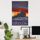 Oregon - Tillamook Lighthouse Vintage Travel Poste Poster (Thuiskantoor)