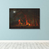 Oregon Trail Conestoga Wagon Maneschijn Kampeer Vu Canvas Afdruk (Insitu (Houten vloer))