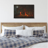 Oregon Trail Conestoga Wagon Maneschijn Kampeer Vu Canvas Afdruk (Insitu (Slaapkamer))