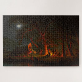 Oregon Trail Conestoga Wagon Maneschijn Kampeer Vu Legpuzzel