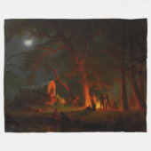 Oregon Trail Conestoga Wagon Moonlight Camp Fire Fleece Deken (Voorkant (Horizontaal))