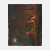 Oregon Trail Conestoga Wagon Moonlight Camp Fire Fleece Deken (Voorkant)