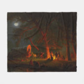 Oregon Trail Conestoga Wagon Moonlight Camp Fire Fleece Deken (Voorkant (Horizontaal))