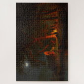 Oregon Trail Conestoga Wagon Moonlight Camp Fire Legpuzzel (Verticaal)