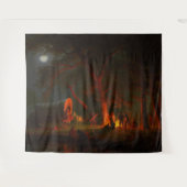 Oregon Trail Conestoga Wagon Moonlight Camp Fire Wandkleed (Voorkant (horizontaal))