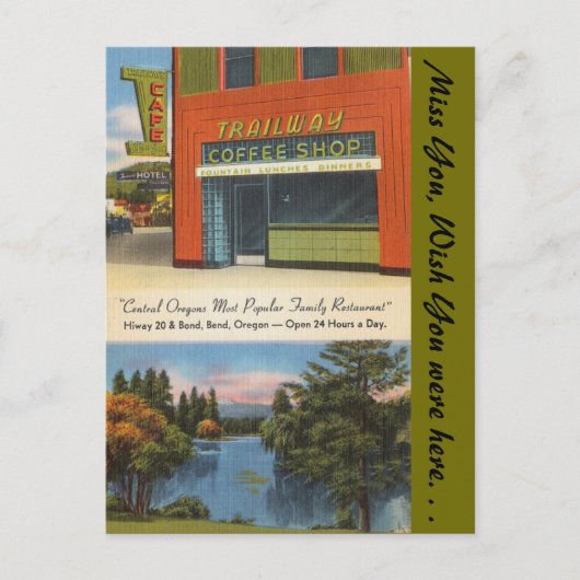 Oregon, Trailway Coffee Shop, Bend Briefkaart (Voorkant)