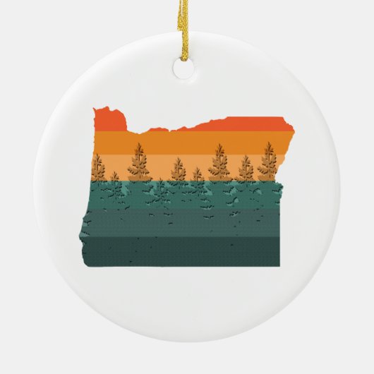 Oregon Tree Silhouette Keramisch Ornament (Achterkant)