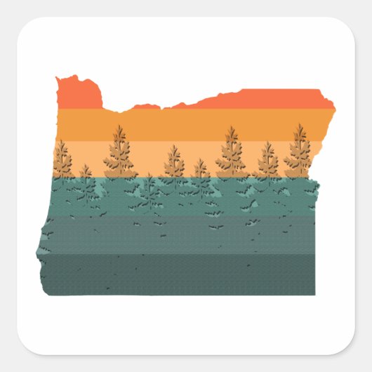 Oregon Tree Silhouette Vierkante Sticker (Voorkant)