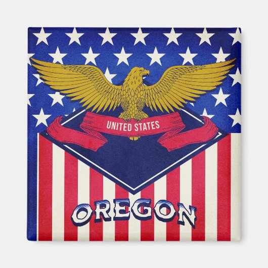 Oregon USA Flag Magneet (Voorkant)