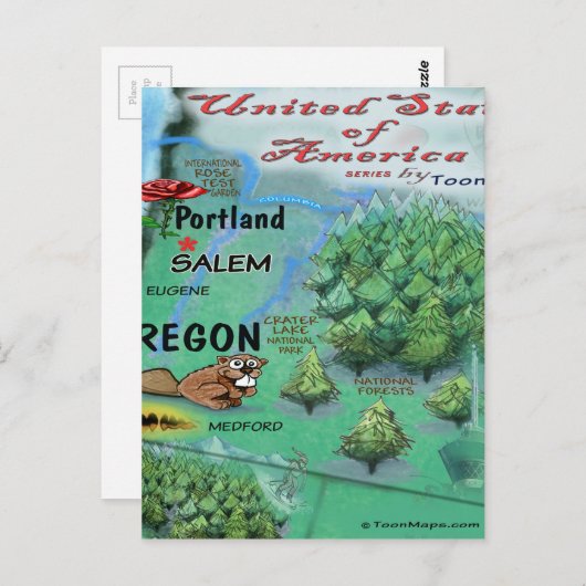 Oregon USA Kaart (Voorkant / Achterkant)