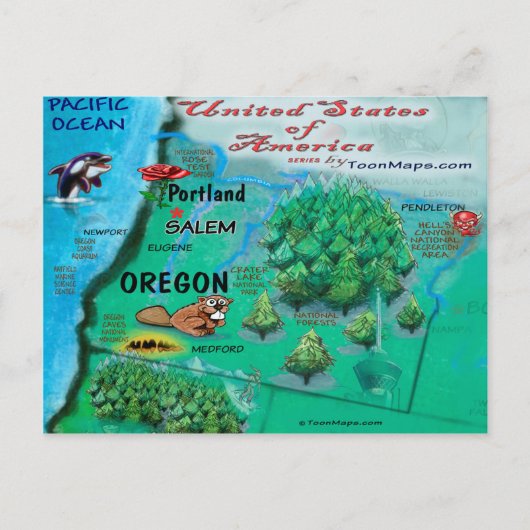 Oregon USA Kaart (Voorkant)