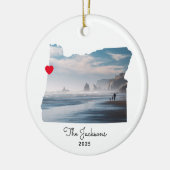 Oregon Vakantie Foto Red Heart Keramisch Ornament (Links)