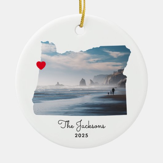 Oregon vakantiefoto Rode Hart Keramisch Ornament (Voorkant)