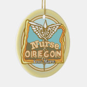 Oregon Verpleegster Caduceus Keramisch Ornament (Rechts)
