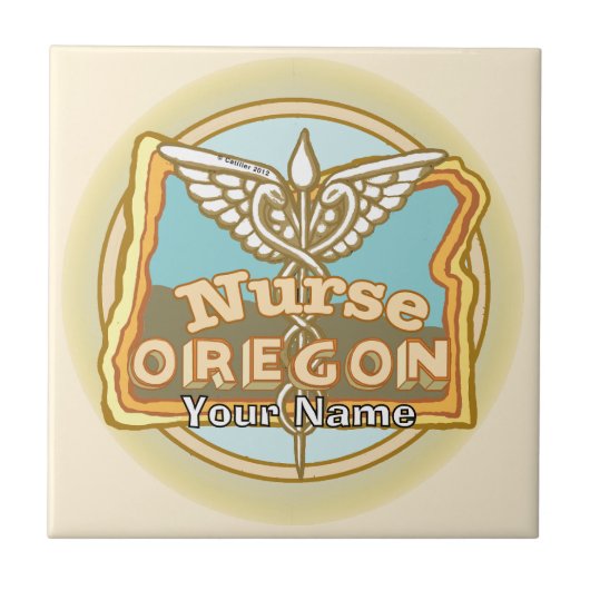 Oregon Verpleegster Caduceus Tegeltje (Voorkant)