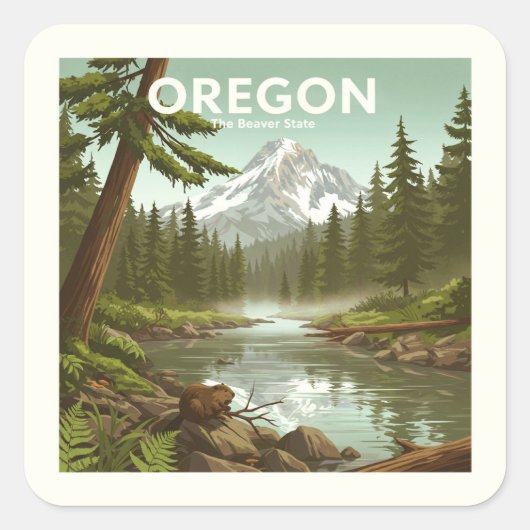  Oregon Vierkante Sticker (Voorkant)