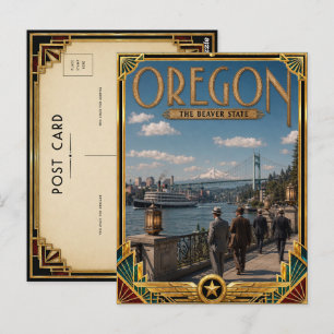 Oregon Vintage Art Deco Gouden Tijdperk Briefkaart
