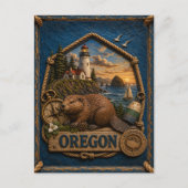 Oregon Vintage Reizen Briefkaart (Voorkant)