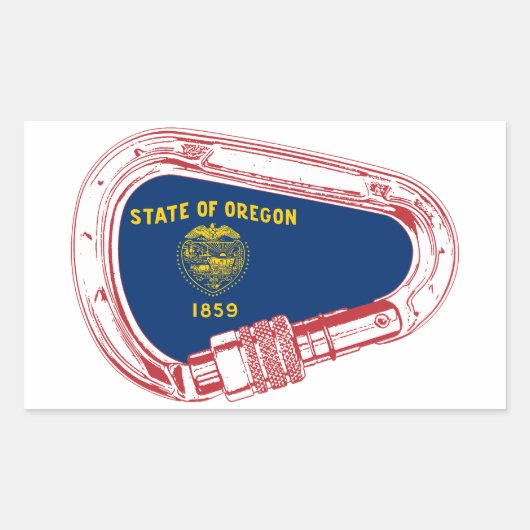Oregon Vlag klimmer Carabiner Rechthoekige Sticker (Voorkant)