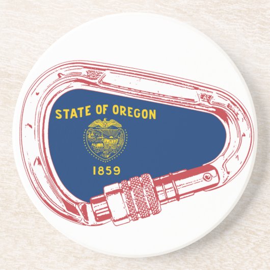 Oregon Vlag klimmer Carabiner Zandsteen Onderzetter (Voorkant)