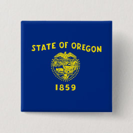 Oregon-vlag Vierkante Button 5,1 Cm