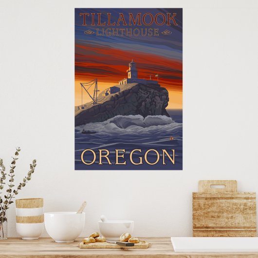 Oregon - vuurtoren van Tillamook Poster (Keuken)