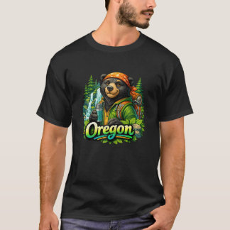 Oregon Wandelen Beer Bos Waterval T-shirt