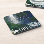 Oregon Waterfall Poster Bier Onderzetter (Linkerzijde)