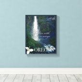 Oregon Waterfall Poster Canvas Afdruk (Insitu (Houten vloer))
