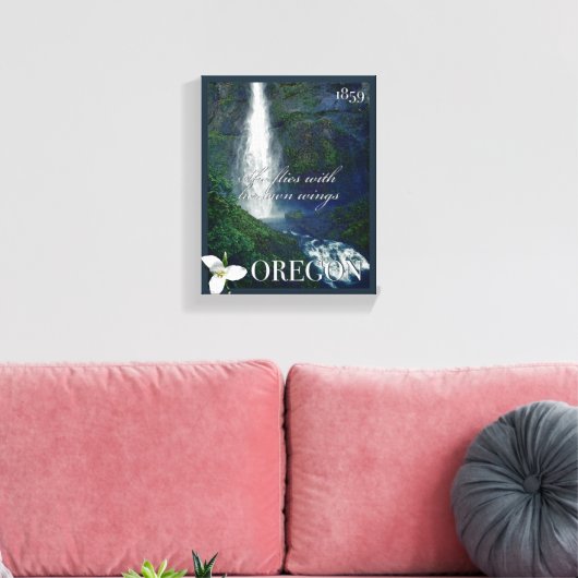 Oregon Waterfall Poster Canvas Afdruk (Insitu (Woonkamer))