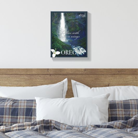 Oregon Waterfall Poster Canvas Afdruk (Insitu (Slaapkamer))