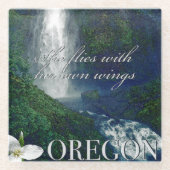 Oregon Waterfall Poster Glazen Onderzetter (Voorkant)