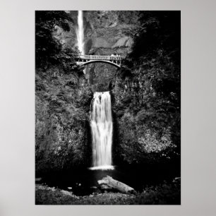 Oregon Waterfall (zwart-wit) Poster