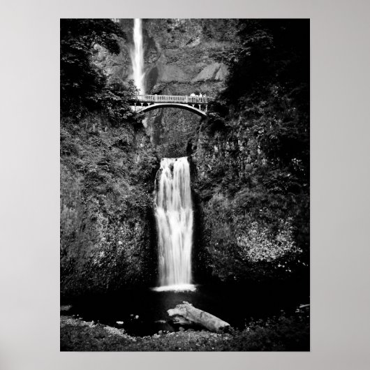 Oregon Waterfall (zwart-wit) Poster (Voorkant)