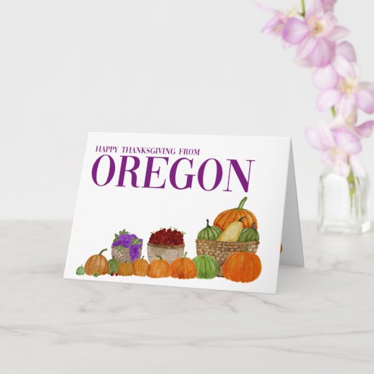 Oregon Waterverf Pumpkins Thanksgiving Card Kaart (Orchidee)